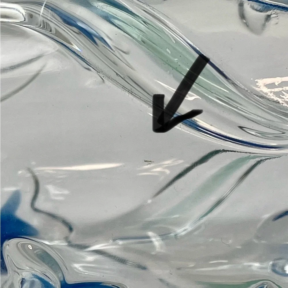 Mikasa Bluebells Vase Embossed Glass Blue Tulips Green Leaves Relief 8" Tall - Picture 7 of 7